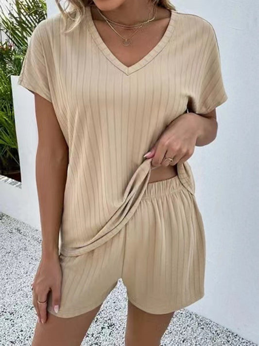 Casual Knitted Two Piece Shorts Set