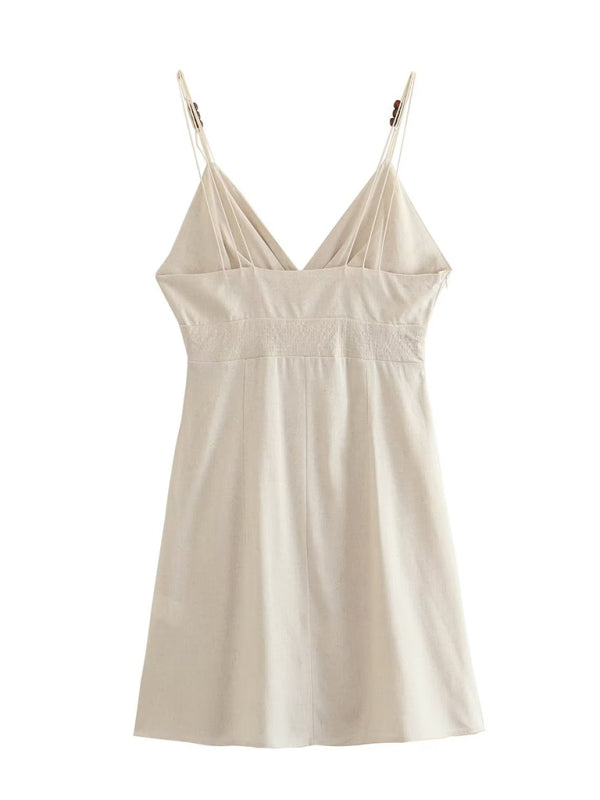 Backless Beaded Embellished Strap Mini Dress