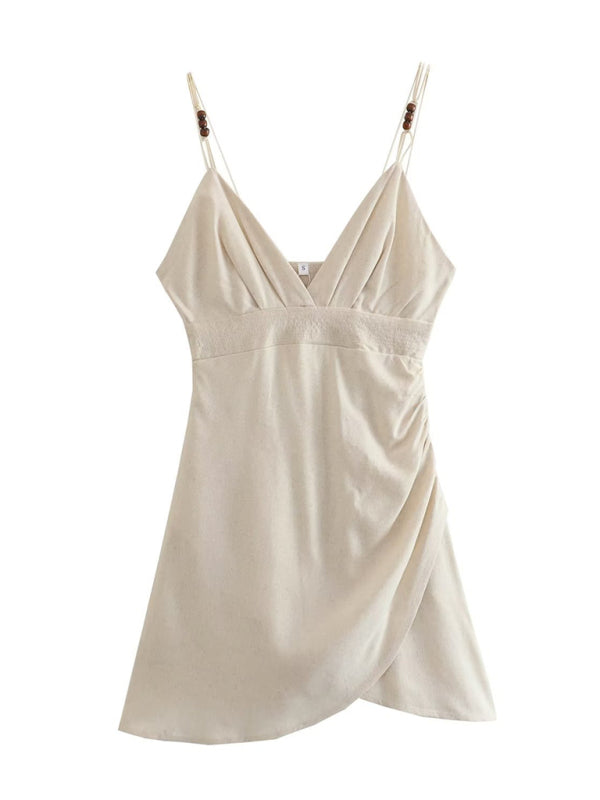 Backless Beaded Embellished Strap Mini Dress