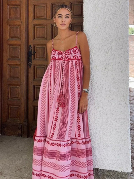 Crochet Patchwork Knitted Slip Maxi Dress