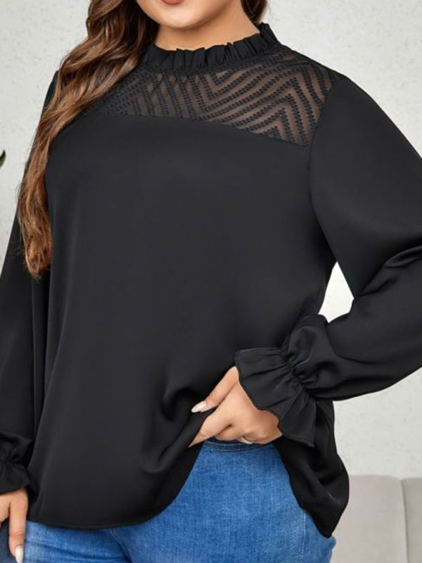 Black High Neck Line Long Sleeve Blouse