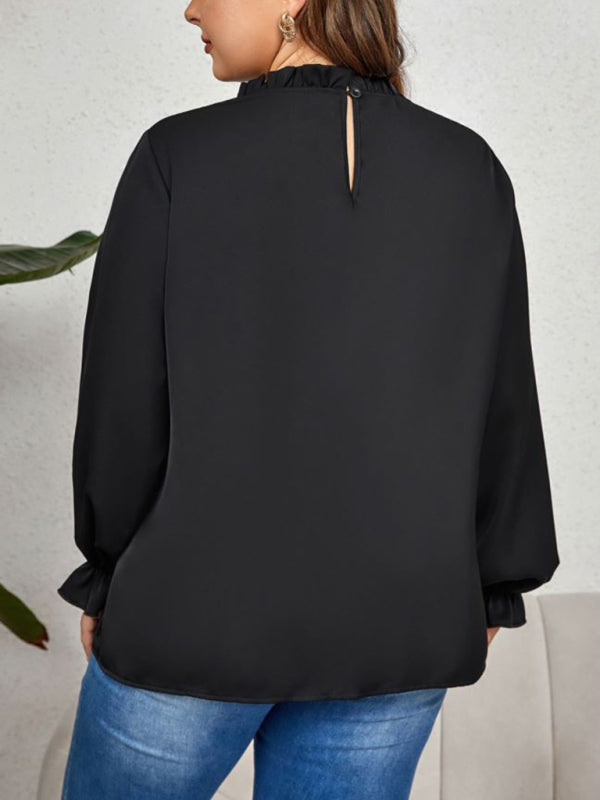 Black High Neck Line Long Sleeve Blouse