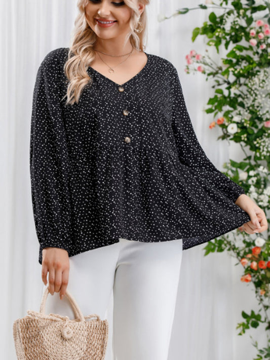 Women's printed button-down commuter shirt