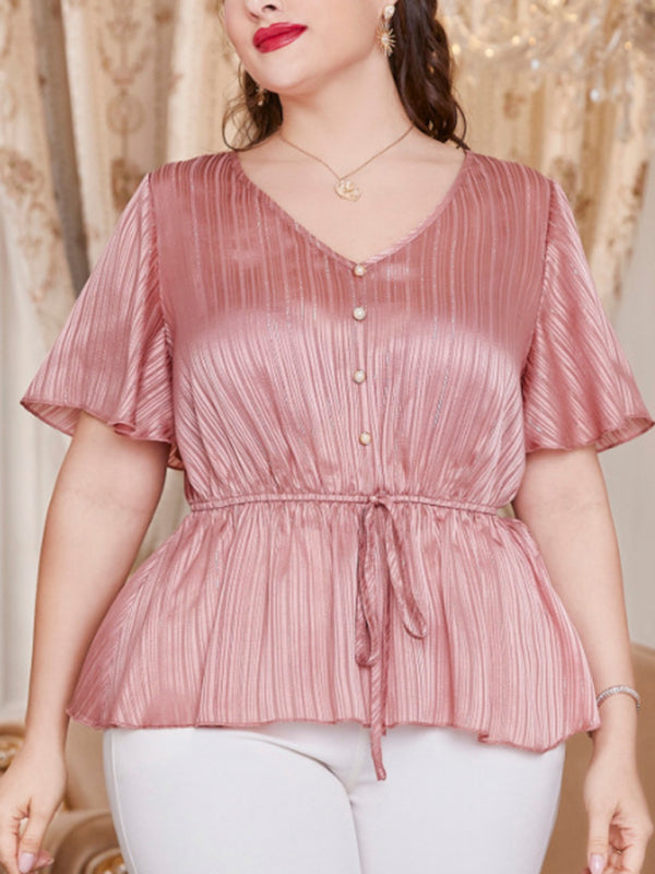 Pink Shimmer V-Neck Top