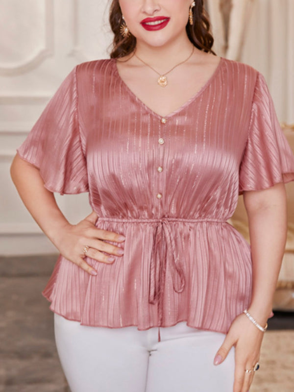 Pink Shimmer V-Neck Top
