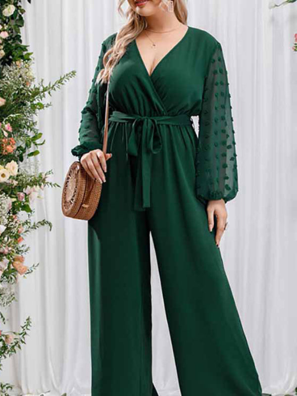 Green Long Sheer Sleeve Pantsuit