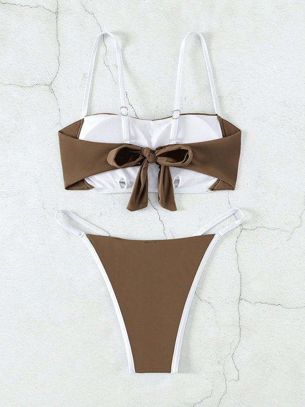 Sexy High Cut Solid Color Bikini Set