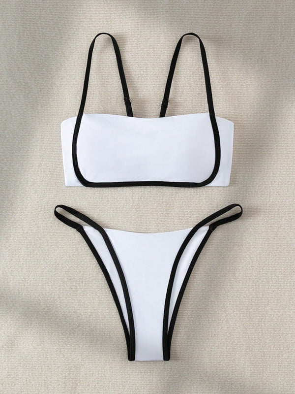 Sexy High Cut Solid Color Bikini Set