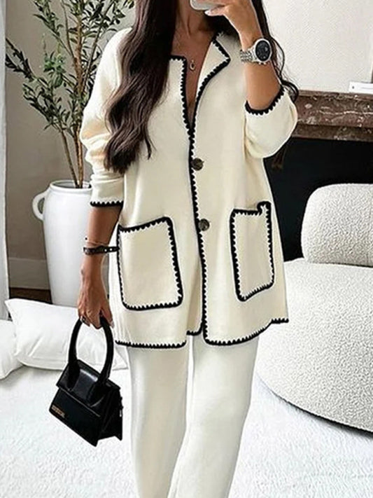 Stylish Button Blouse Top with Pants