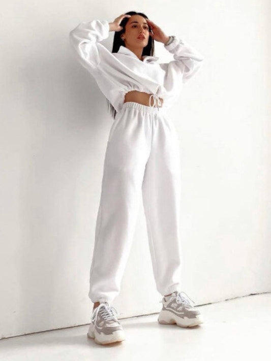 Women's Hooded Sweatshirt & Pants Two Piece Set