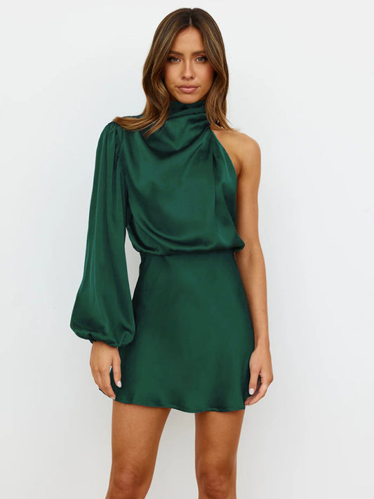 Elegant Off Shoulder Single Sleeve Mini Dress