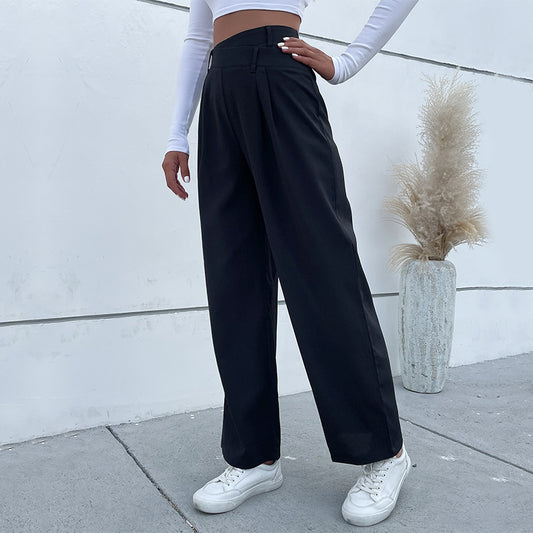 Women's Fashion Solid Color Waist Casual Pants