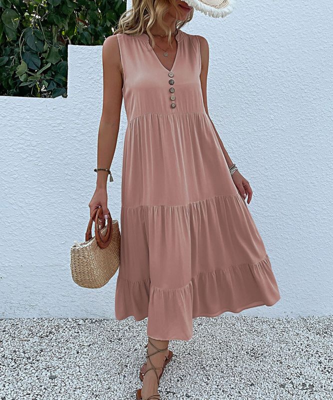 Women's Sundress Sleeveless Loose Casual Solid Color Dress